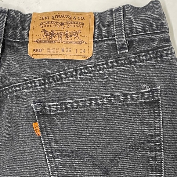 Levi’s 505 Orange Tab Black Relaxed Fit Tapered Leg Jeans Size 36 - Picture 5 of 8